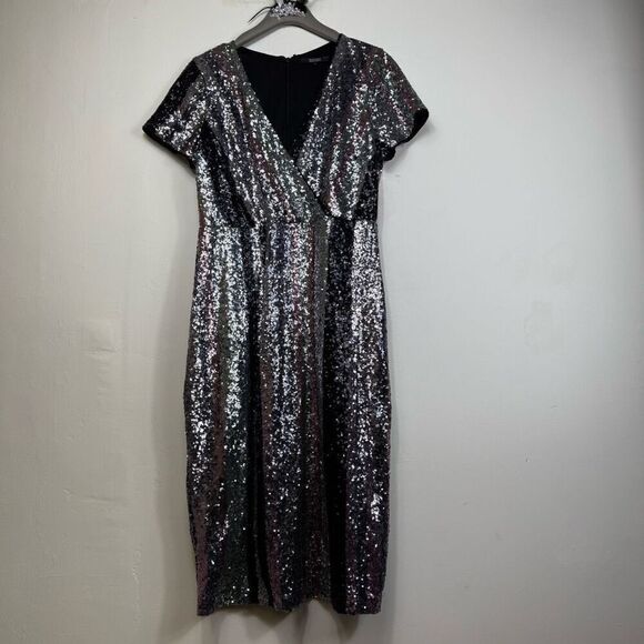 Badgley Mischka Multi Sequin Striped Dress ♥️ - Picture 9 of 10